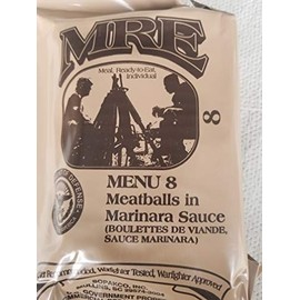 LoJo Surplus Genuine Military MRE Meals Ready to Eat with Inspection Date 2022 or Newer (Meatballs in Marinara Sauce)
