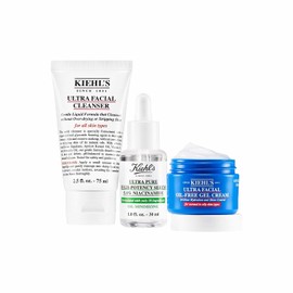 Kiehl's Stop-The-Shine SET, Ultra Facial Gel Cream 28 ml + Ultra Facial Cleanser 75 ml + Ultra Pure High Potency Serum 30 ml, Controla y Reduce el Brillo Facial