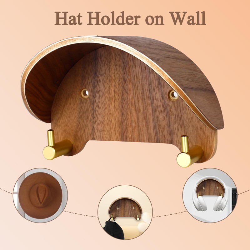 yunmanqiji 2 Pack Cowboy Hat Rack, Wooden Satin Finish Hat