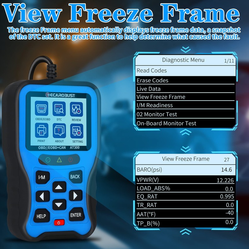 ECAROBUST OBD 2 Scanner Code Reader Vehicle Code Reader Auto