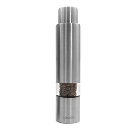 Bisetti Push Button Stainless Steel And Acrylic Pepper Mill Grinder, 14.5 cm/ 5.7 Inch