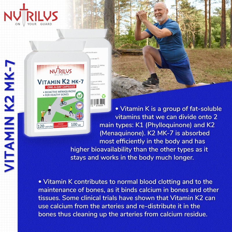 Nutrilus Vitamin K2 MK-7 120 Daily Capsules 100mcg - Highly