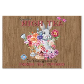 Easter French Bunny Rabbit Farm Wall Art Décor Signs Rustic Wood Signs Custom Egg Hunt Spring Floral Country Wall Art Wood Plaque Sign Home Decor for Bathroom House 8x12 Inch