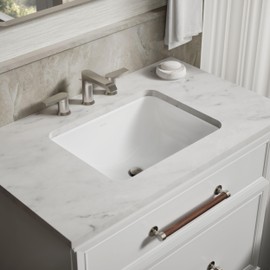KOHLER 20000-0 Caxton Rectangle Undermount Bathroom Sink, Bathroom Vanity Sink with Overflow Drain, 20-1/4 L x 15-11/16 W, White