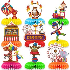 INRUI Pack of 9 Circus Carnival Honeycomb Centrepieces Circus Theme Party Decorations Carnival Party Table Toppers Supplies