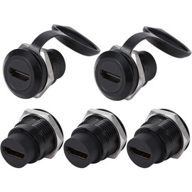 PENGLIN Pack of 5 HDMI 2.0 Connector for Panel Mounting, Passage Cable Coupler 4K 30Hz 3D and HDR Female to Female Bulkhead Adapter with Waterproof / Dust Cap