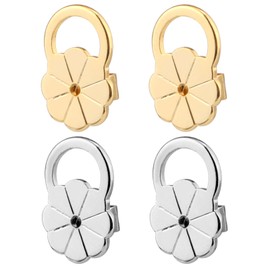 4pcs Earring Backs, Copper Earring Backs for Droopy Ears Studs Large Earring Lifters Backs Repacements for Heavy Earring Support Backings for Earlobe (Gold+Silver)