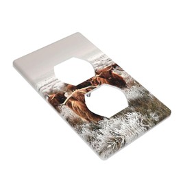 Highland Cow Country Farm Home 1 Gang Outlet Cover Outlet Light Switch Cover Decorative Single Duplex Wall Plate Cover For Home Living Bedroom Kitchen Decorative