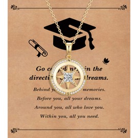 Meeshi Graduation Gifts for Her, Compass Necklace for Women Girls, Class of 2023 High School College Graduation Gifts for Friend Student Daughter Sister Pendant Necklace for Daughter Niece Nurse