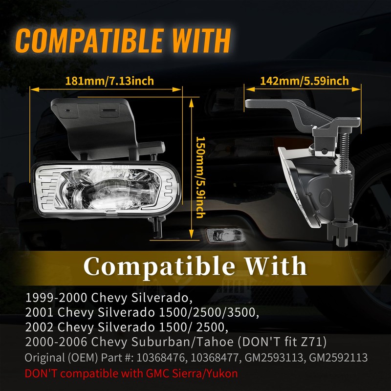 DOT Approved LED Fog Lights Fog Lamps Replacement Compatible with