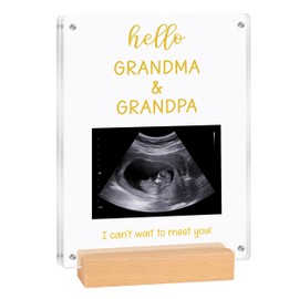 Blinking Stars Acrylic Ultrasound Picture Frame- Pregnancy Announcement For Grandparents, Baby Reveal Ideas, Grandma And Grandpa To Be Gifts- Baby Announcement Sign, Sonogram Keepsake Photo Frame