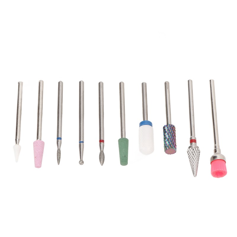 10 Pcs Nails Drill Bit Set Portable Remove Polishing Nail