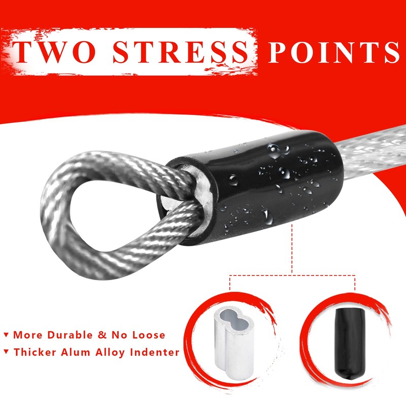 VIVBOO 3mm Stainless Steel Security Cable 4/6/10/15FT Luggage Lock Safety