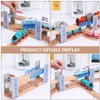 Happyyami Wooden Train Bridges Train Lifting Bridge 2 Level Crossing
