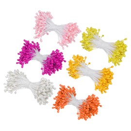 M METERXITY 900-Pack Artificial Flower Stamen Kit, 3mm Mini Double Heads Flower Stamens Pistil, Stamens for Flower Making/Craft DIY Wreaths/Wedding Floral Arrangements