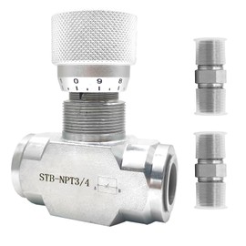 Cplbrb Hydraulic Flow Control Needle Valve 3/4”NPT Hydraulic Flow Control Valve With 2 Pcs 3/4" NPT Male Thread Pipe Adapter (3/4”)