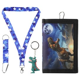 GmeDhc Children's Neck Pouch, Children's Wallet with Key Ring and Lanyard, Purse for Boys and Girls, Dinosaurs, Fashion