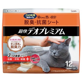 Nyantomo Clean Toilet Cat Litter, Deodorizing/Antibacterial Sheets, Super Fast Deo Premium, 12 Sheets