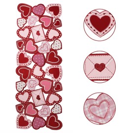 YINFUNG Valentines Table Runner Embroidered Heart Red Hot Pink 13x54IN for Wedding Anniversary Proposals Home Decor Gift