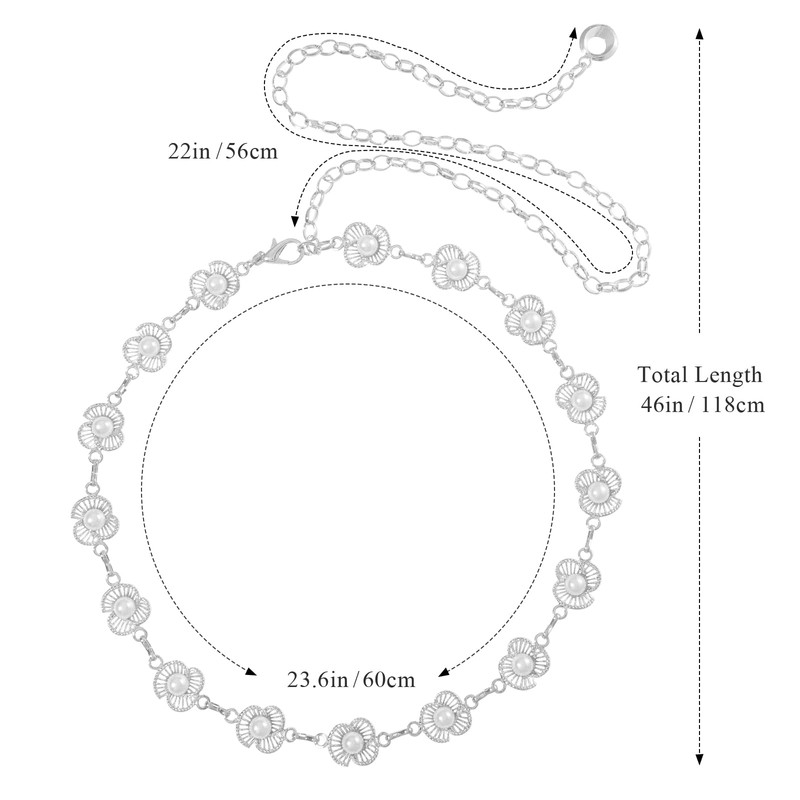 AWAYTR Waist Chains Belts for Women - Rhinestone Gold Silver