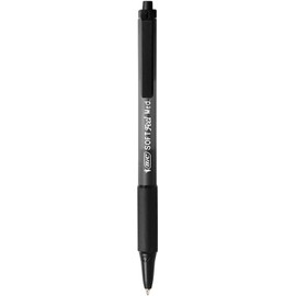 Bic Soft Feel Ballpoint Pen, Medium Point (1.0 mm), Black Ink, Box of 12 - Writing Pens with Rubberized Barrel And Quick-Drying Ink X2