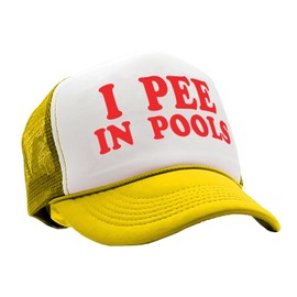 I Pee in Pools Funny Dare Gag Gift Joke - Adult Trucker Cap Hat, Neon Yellow