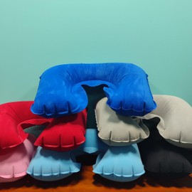 Naunna Inflatable Neck Pillow Inflatable Practical Soft and Compact Travel Pillow Ideal for Sleeping on Airplane, Train and Car (Red)