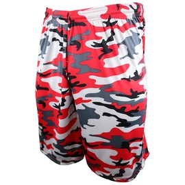 Epic Men's Pro Blade Single Layer (Camo Print) Red Basketball Shorts L