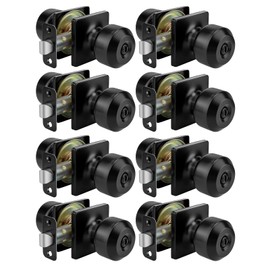 goldenwarm Black Door Knobs, Matte Black Privacy Door Knob Interior, Square Interior DoorKnobs for Bedroom, Bathroom, (8 Pack)