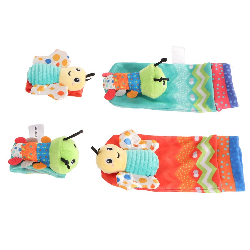 Baby Wrist Rattle Socks Set Soft Cute Cartoon Animal Hand