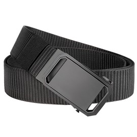 LEEXTON Adjustable Nylon Outdoor Fabric Belt Men's Automatic Buckle Metal Resistant Tactical Belt for Sports and Leisure, black