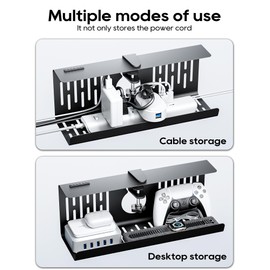 NODOCA NODOCA No Drill Under Desk Cable Management Tray, 14'' Wire Management, Punch-Free Clamp on, Metal Cable Tray, Wire Organizer Under Desk, Under Desk Basket for Office and Home, Black