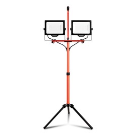 PARMIDA LED Dual-Head Work Light, 6ft Adjustable Tripod Stand, 20,000 Lumen, 200W, UL Approved Power Cord, Durable Aluminum Body, IP65 Waterproof, Foldable Stand, Multi-Directional & Detachable Heads