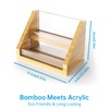 Sleek Bamboo Acrylic Business Card Holder for Reception, Office Desk,