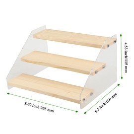 MAHIONG 2 PCS Wooden Acrylic Display Stand for Craft Fairs, 3 Tiers Display Stand Riser for Showcasing Desserts, Appetisers, Jewellery, and Cosmetics