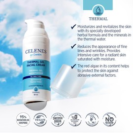Celenes by Sweden - Thermale Gesichts-Gel-Creme, Kräuter- und Thermalwasser-Mischung, Feuchtigkeitsspendend und Erfrischend,Alkoholfrei, Parabenfrei, Geeignet für alle Hauttypen - 50ml