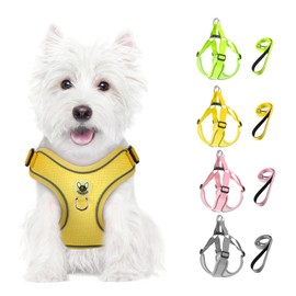 Feycig Dog Harness for Small Dogs, Anti-Pull Adjustable, Reflective Harness, Breathable, Soft, Mesh Harness, Dog Lightweight Puppy Harness, Chest Harness with Handle (Yellow, X-Small)