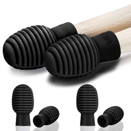 Frienda 4 Pieces Drum Mute Drum Dampener Silicone Drumstick Silent Practice Tips Percussion Accessory Mute Replacement Musical Instruments Accessory (Black)
