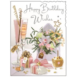 Female Birthday Card for Her - General Card for Women - Special Finishes - Feminine Floral Design - Made in the UK