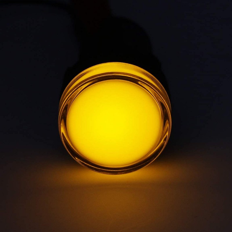 Heschen 22mm LED Indicator Pilot Light, AD16-22D/S, 220VAC 20mA, Yellow