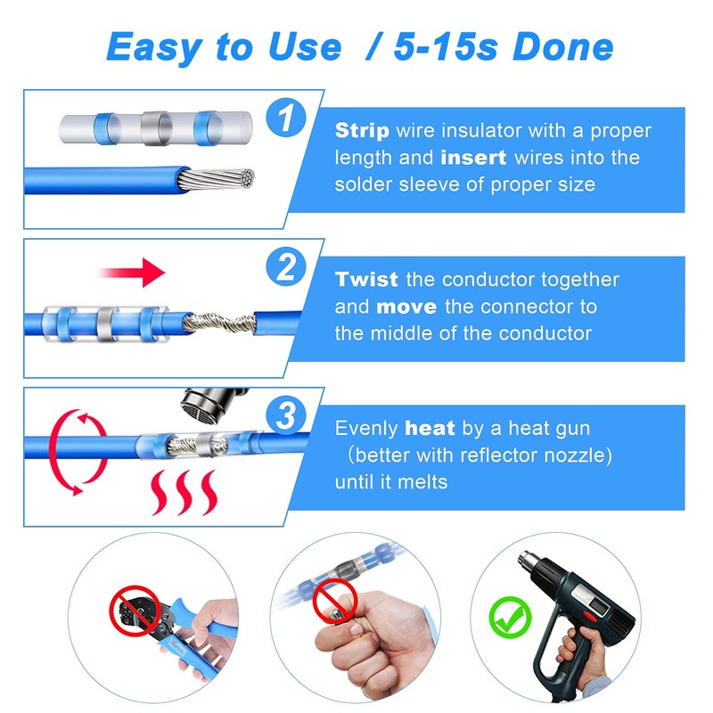 Kuject 160PCS Solder Seal Wire Connectors Kit, Waterproof Solderless Heat