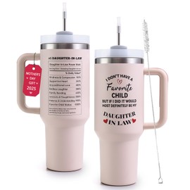 VoziSpace Mothers Day Gifts for Daughter in Law Tumbler with Handle 40oz - Daughter in Law Mug Birthday Gifts，Mother’s Day Birthday,Christmas