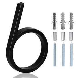 5" Floating Stainless Steel Address House Number, Modern Metal Anti-Rust House Numbers with Nail Kits for Door Garden Mailbox Decor Visibility Signage (6)