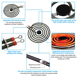 S-Union Upgraded MP21YA 8" Electric Stove Burners Replacement for Kenmore Maytag Norge Whirlpool Stove Element,Fit MP22YA Electric Range Burner Element Replacement Stove Coil Top Burner (2 Pack)