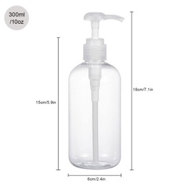 sdoot Pump Bottle, 2 Pack Shampoo Bottles with Pump, 10oz Refillable Plastic Soap Dispenser Pump Bottle for Shampoo Conditioner, Shampoo Lotion Body Wash