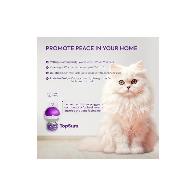 TopSum Cat Calming Pheromone Diffuser: Feline Pheromones Plug in for