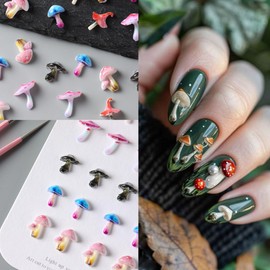 50pcs Colorful Mushroom Nail Charms, Cute Mushroom Flatback Rhinestones, 3D Diamond Set, Nail Art Supplies for Women DIY Spring Nail Art Decoration DIY Clothing Shoes and Hats