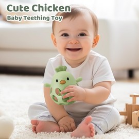 Baby Teething Chew High Chair Suction Toys - Baby Teething Toys Silicone Teethers, Baby Table Toys,Food Grade Silicon for 6 12 18 Months (Green)