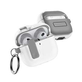 ARGOO Funda para AirPods 4 Generacion Cierre Magnético Expulsión Automática, Case Protector TPU Rígido con Cierre de Seguridad, Estuche Resistente a Golpes y Arañazos (Blanco)