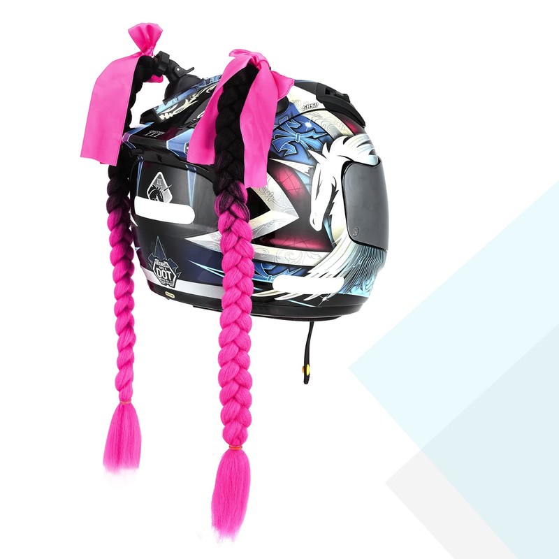 SEGO Helmet Pigtail Braids with Detachable Suction Cup with Bowknot